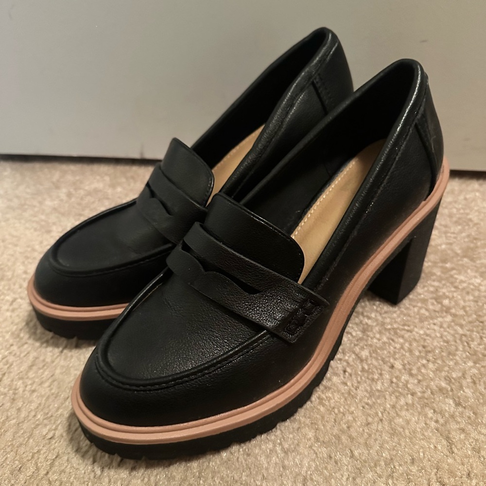 Dolce Vita Black Chunky Heel Loafers